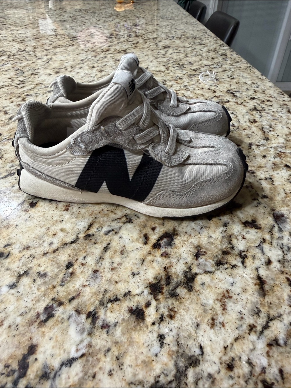 New Balance Kids Beige Casual Sneakers with Black Logo